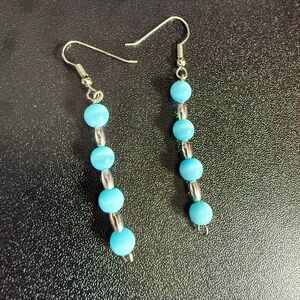 2 for $4 Elegant Silver and Blue Beaded Earrings